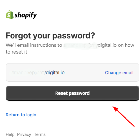 Click Reset Password