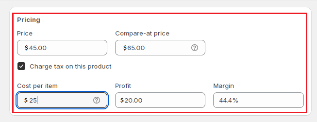 Enter Product Information, like Price & Shipping