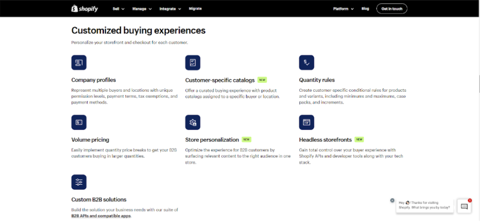 Shopify B2B Features