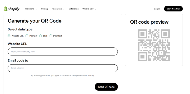  Shopify QR Code Generator page